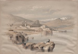 Tiberias, muureilta, Turvallisuus etäisyydellä, 1839. tekijältä David Roberts