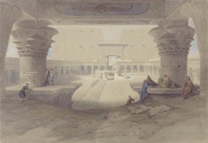 Näkymä Edfun temppelin portikon alta Ylä-Egyptissä tekijältä David Roberts