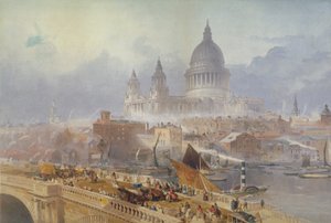 Näkymä Blackfriars Bridgelle ja St Paulin katedraalille, Lontoo, 1840 tekijältä David Roberts