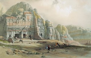 Näkymä Petran raunioille Jordaniassa, David Roberts tekijältä David Roberts