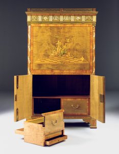 Uusklassinen Secretaire a abattant, n. 1775 (ormolu-asennettu sycamore, marjakuusi, petsattu tulppaanipuu & marquetry) katso myös 491918-19)