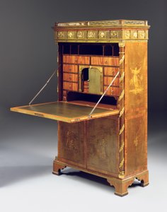 Uusklassinen Secretaire a abattant, n. 1775 (ormolu-asennettu sycamore, marjakuusi, petsattu tulppaanipuu ja intarsia) katso myös 491918-20)
