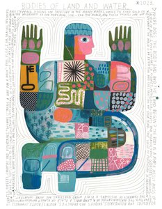 Bodies Of Land And Water, 2023 (akryyli ja lyijykynä paperille) tekijältä David Shillinglaw