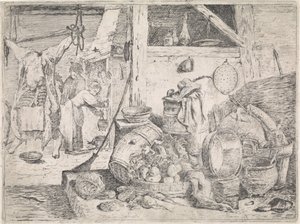 keittiön sisustus tekijältä David Teniers (II) (attributed to)