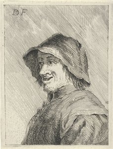 Maanviljelijä hattu päässä vasemmalla tekijältä David Teniers (II)