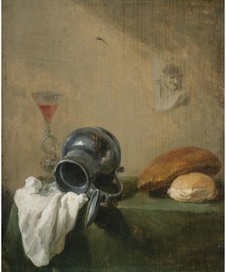 Asetelma, jossa on kaatunut kannu tekijältä David Teniers the Younger