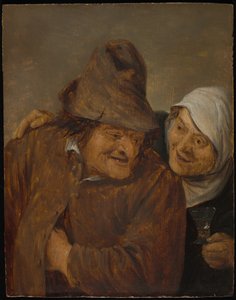 Kaksi talonpoikaa viinilasillisen kanssa tekijältä David Teniers the Younger