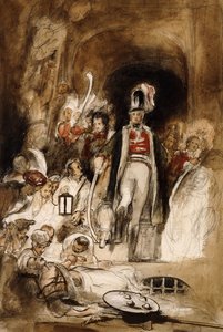 Tutkimus "Sir David Bairdin löytämässä Tipu Sahibin ruumista", 1838 tekijältä David Wilkie