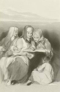 Heprealaiset naiset lukemassa kirjoituksia Jerusalemissa tekijältä David Wilkie