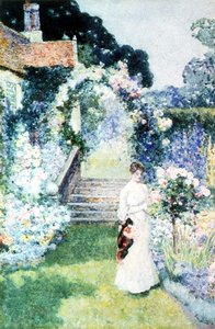 Pag-aalaga ng mga rosas sa isang hardin ng Cheshire (watercolor)finn tekijältä David Woodlock