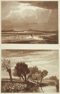 Tehoste myrskyn jälkeen... ja ohimenevä efekti, Näkymä Battersea Marshissa, kuvituksia aiheesta A Tratise on Landscape and Effect in Water Colours, 1841 (akvatinta) tekijältä David after Cox