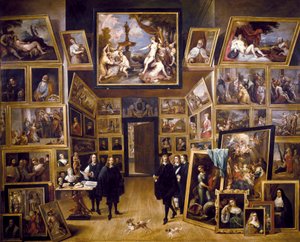 Arkkiherttua Leopold Wilhelm kuvagalleriassaan, n. 1647 (öljy kuparilevylle) tekijältä David Teniers the Younger