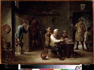 Tavernassa. David Tenier nuoremman (1610-1690) maalaus. Öljy puulle, 36,2 x 52,6 cm, noin 1640. Flanderin koulukunta, barokkitaide. Pushkinin taidemuseo, Moskova. tekijältä David Teniers the Younger