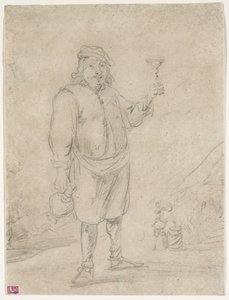 Talonpoika nostaa lasia viiniä, n. 1644 tekijältä David Teniers the Younger