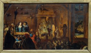 Sapatin kohtaus. David II Teniersin maalaus The Young (1610-1690) Ec. Flam. tekijältä David Teniers the Younger