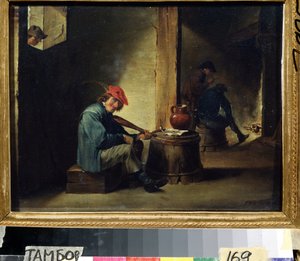 Muusikko (A Musician). David Teniersin nuoremman (1610-1690) maalaus. Öljy puulle, 26,3 x 37,8 cm. Flanderin taidetta, barokkityyliä. Alueellinen taidegalleria, Tambov (Venäjä). tekijältä David Teniers the Younger