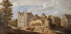 Näkymä taiteilijatalosta "De Dry Toren" lähellä Perckiä (öljy kankaalle) tekijältä David Teniers the Younger