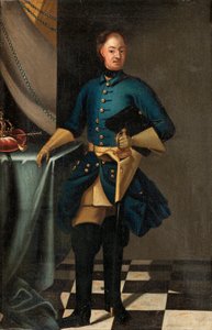 Ruotsin kuninkaan Kaarle XII:n (1682-1718) muotokuva - David von Krafftin (1655-1724) maalaus, öljy kankaalle, noin 1716, 46,5x30,5 cm - Ruotsin kuninkaan Kaarle XII:n muotokuva, Öljy kankaalle, kirjoittaja David von Krafft - Yksityinen kokoelma