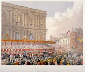 Kuninkaallinen kulkue St Paulin katedraalin itäpään ohitse Lontoon Cityssä, 1863