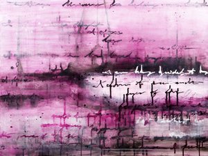 Vaaleanpunainen käsinkirjoitus, abstrakti tekijältä Deb Chaney