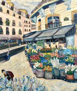 Flower Shopper, 2020 (akryyli kankaalle0 tekijältä Deborah Eve Alastra