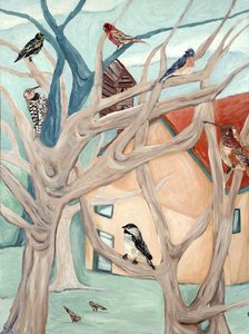 Persikkatalo, 2015 (akryyli kankaalle) tekijältä Deborah Eve Alastra