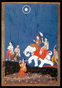 Intian prinssi valkoisen norsun päällä, esimerkki Deepak Raga -musiikista, 1800-luvun alku