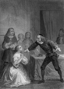 Näyttele Molieren kirjoittama The Miser: Staalin piirroksen mukaan (1870).