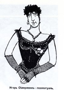 Igor Severyanin 1887-1941 Karikatyyri, 1915 tekijältä Deni