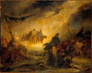 Venäjän vetäytymisjakso. Napoleonin sota (1812). Denis Auguste Raffetin (1804-1860) maalaus