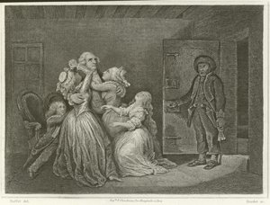 Ludvig XVI perheineen (kaiverrus) tekijältä Denis Auguste Marie (after) Raffet