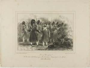 Minä en ammu! Jos asia olisi hyvä, sen puolustamiseen ei olisi rahaa. 28. heinäkuuta 1830 tekijältä Denis Auguste Marie Raffet