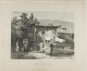 Talonpoikien tataarikoteja Déré-Kouin kylässä, lähellä Jaltan kaupunkia Krimillä, 31. elokuuta 1837. tekijältä Denis Auguste Marie Raffet