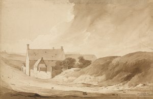 "No 8 Farme de la Haie Sainte from Mount St John", 1815 (wc ja kynä paperilla)