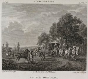 Denis-Sébastien Leroy, Antoine-Claude-François Villerey ja Jean Duplessis-Bertaux - Näkymä puistoon, Wouwermanin mukaan - 1802-1815 tekijältä Denis Sebastien Leroy