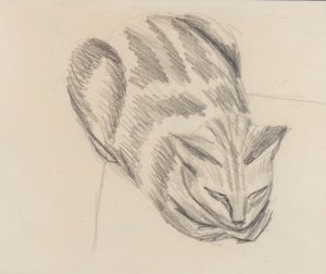 Nukkuva kissa (kynä paperille) tekijältä Denton Welch