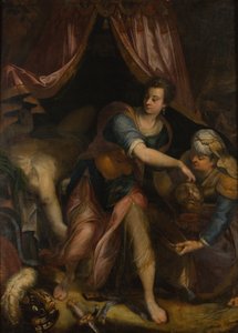 Judith Holofernesin pään kanssa