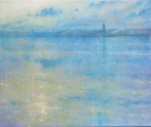 Stockholm Skyline, Riddarfjärden, 2016 (Oil on Canvas) tekijältä Derek Hare