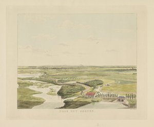 Näkymä maisemaan Nijmegenin itäpuolella itään (otsikko esineessä) Nähtävyydet ympäri Nijmegenin kaupunkia (sarjan nimi) Gelderschin panoraama tai pyöreä näkymä elämästä piirrettynä Nymegenin Belvederelle (sarjan nimi)