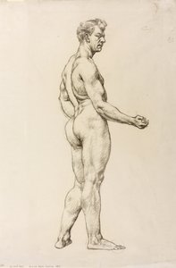 Tutkimus mieshahmosta, noin 1906-07 (mustaa liitua paperille). tekijältä Derwent Lees