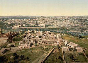 Yleisnäkymä, Jerusalem, Pyhä maa, n. 1890 - n. 1900 (valokuvatulostus) tekijältä Detroit Photographic Co.