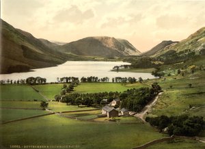 Buttermere ja Crummock Water, Lake District, Englanti, noin 1900 tekijältä Detroit Publishing Co.