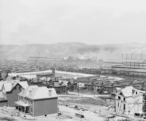Carnegien terästehtaat, Homestead, Pennsylvania, noin 1905. tekijältä Detroit Publishing Co.