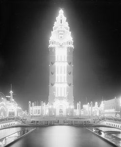 Dreamland yöllä, Coney Island, New York City, n. 1905 (m/v kuva) tekijältä Detroit Publishing Co.