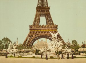 Eiffel-torni ja suihkulähde, Exposition Universelle, Pariisi, Ranska, n. 1900