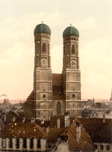 Frauenkirche, München, Baijeri, Saksa, Photochrome Print, n. 1900 tekijältä Detroit Publishing Co.