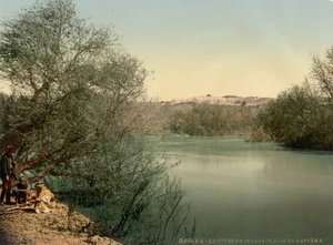 Kastepaikka, Jordanjoki, Pyhä maa, n.1890-1900 (valokuvakromi). tekijältä Detroit Publishing Co.