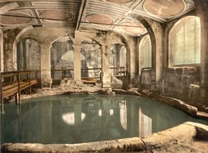 Roomalaiset kylpylät ja luostari, Circular Bath, Bath, n.1890-1900 (valokuvakromipaino). tekijältä Detroit Publishing Co.