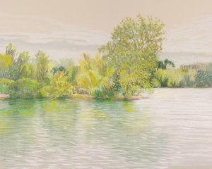 Hopeajoki, 2017 (pastelli paperille)