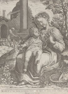 Pyhä perhe Egyptissä, taustalla Joosef puuseppänä..., [1577], julkaistu uudelleen 1774.